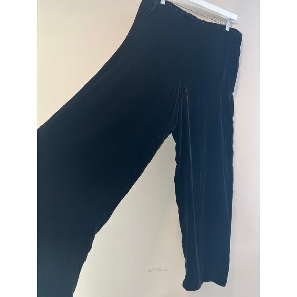 Talbots Rayon & Silk Velvet Leisure Cocktail Pants Wide Leg Black Size 12 SG - Picture 2 of 8